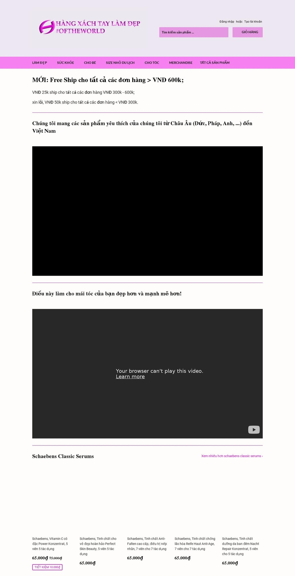 hangxachtaylamdep.com — Shopify storefront screenshot