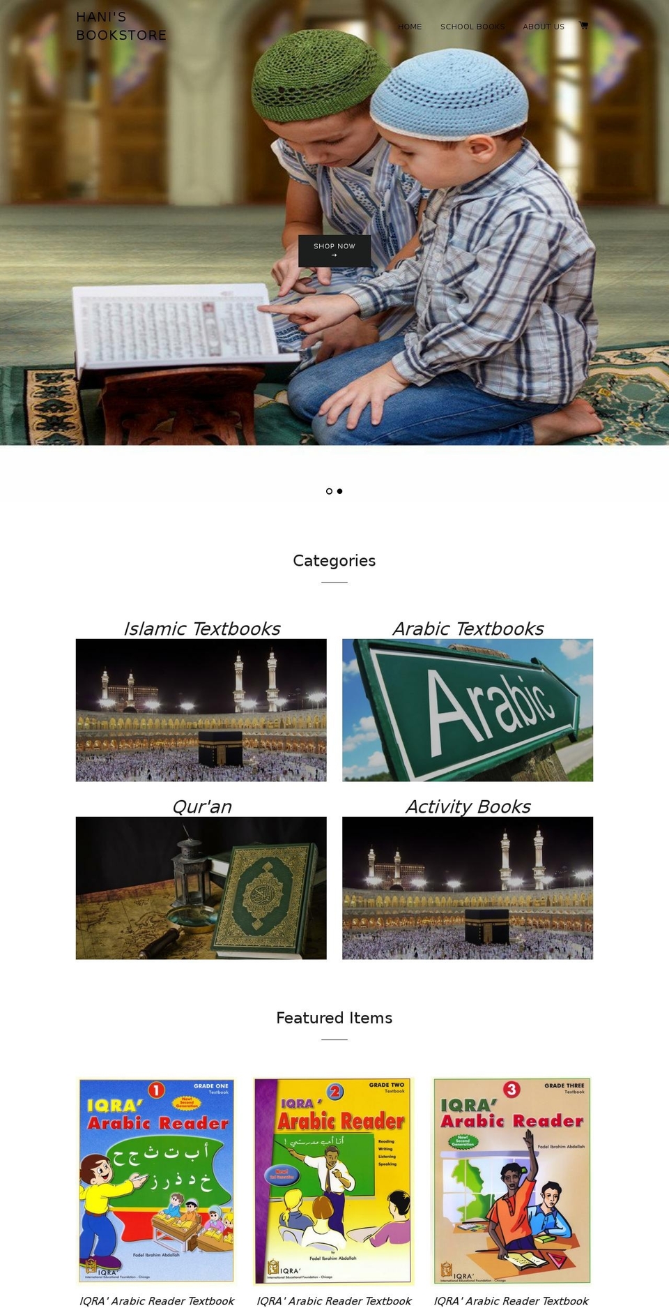 hanibookstore.com shopify website screenshot