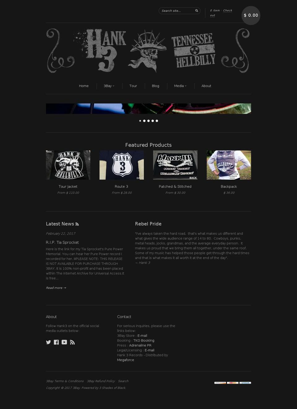 hank3.com shopify website screenshot