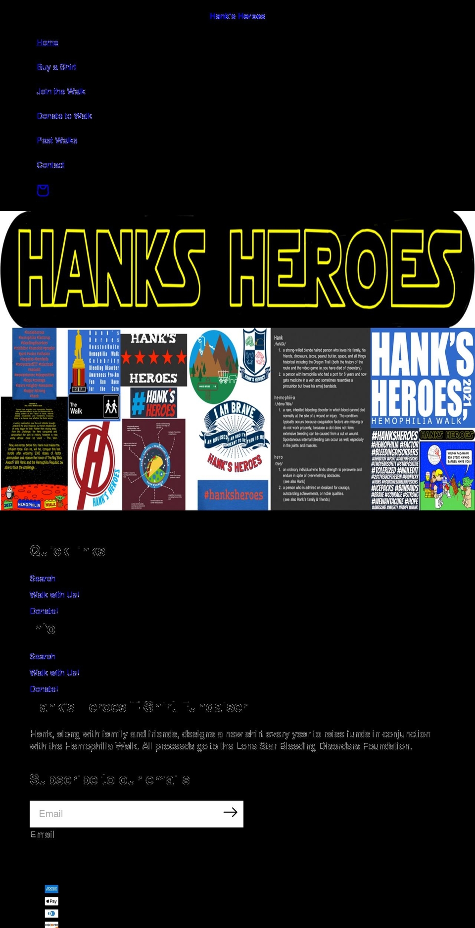 hanksheroes.com shopify website screenshot
