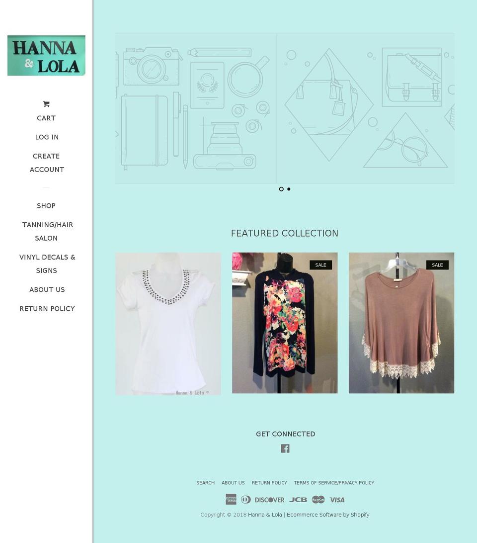 hannaandlola.com — Shopify storefront screenshot