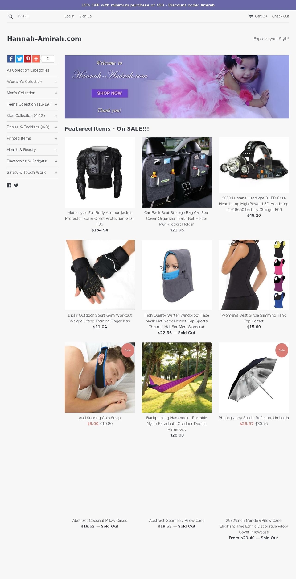 hannah-amirah.com — Shopify storefront screenshot
