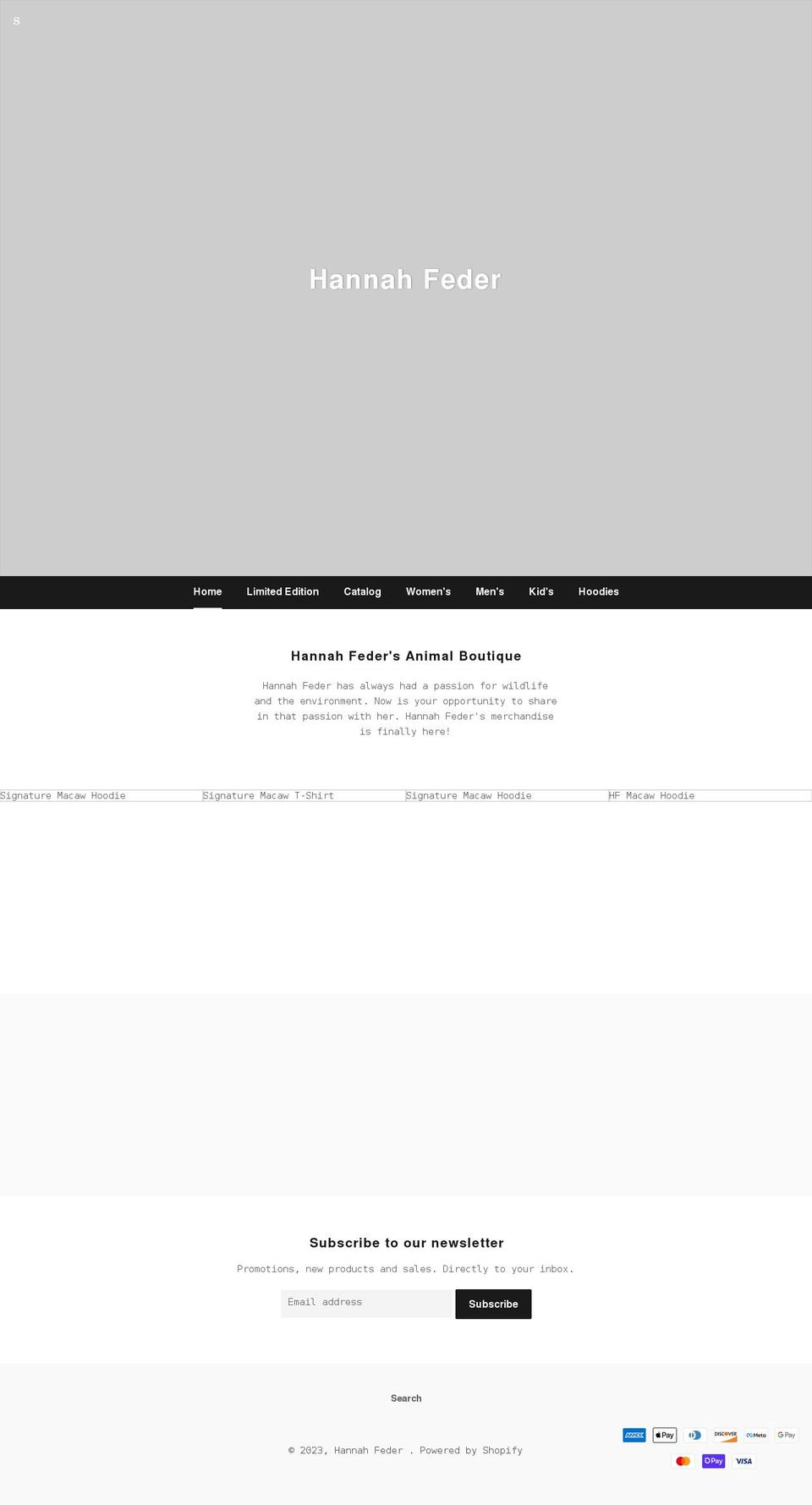 hannahfeder.com shopify website screenshot