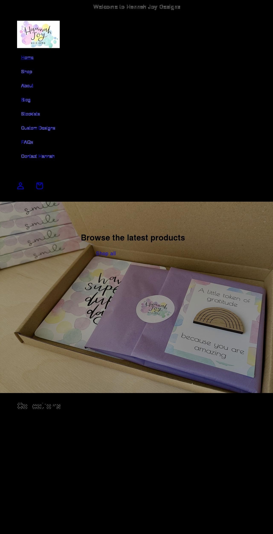 hannahjoydesigns.co.uk shopify website screenshot