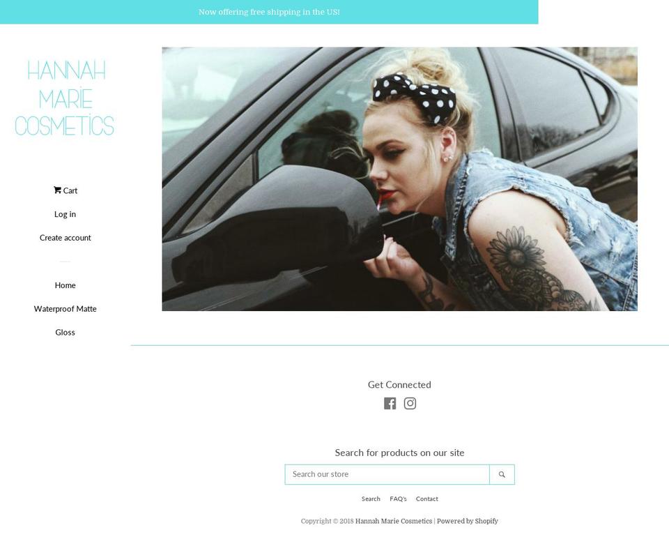 hannahmariecosmetics.com shopify website screenshot