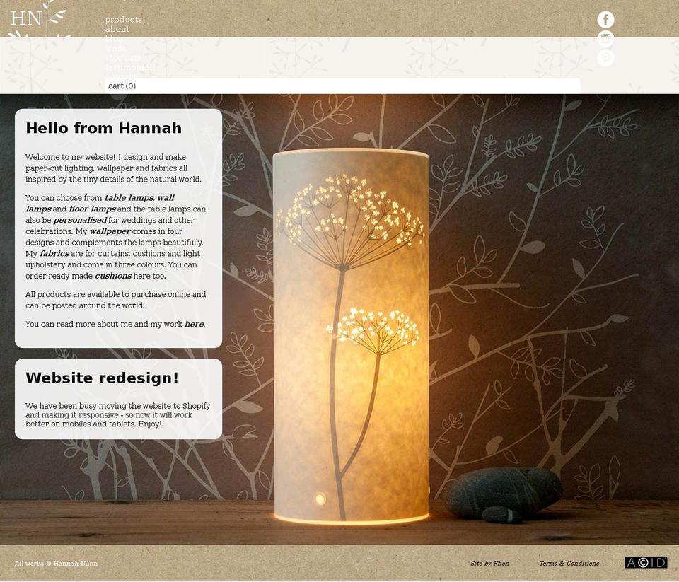 HN-FF-Jun- Shopify theme site example hannahnunn.co.uk