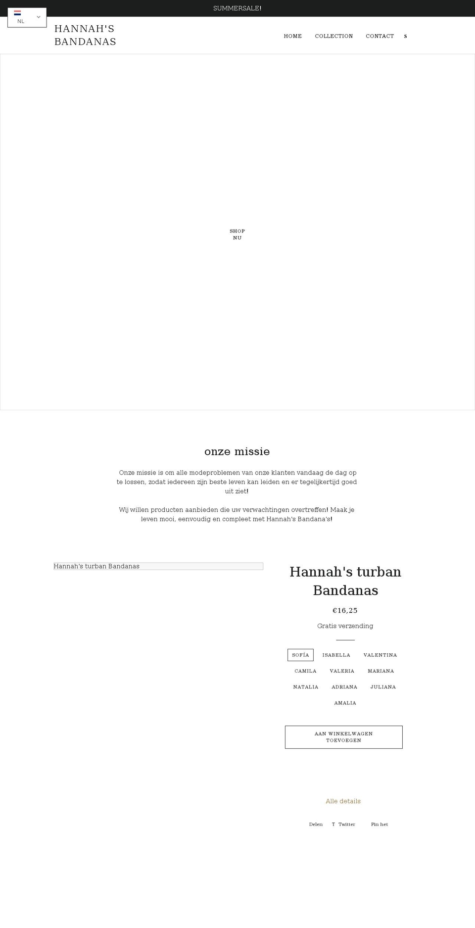 mono Shopify theme site example hannahsbandana.com