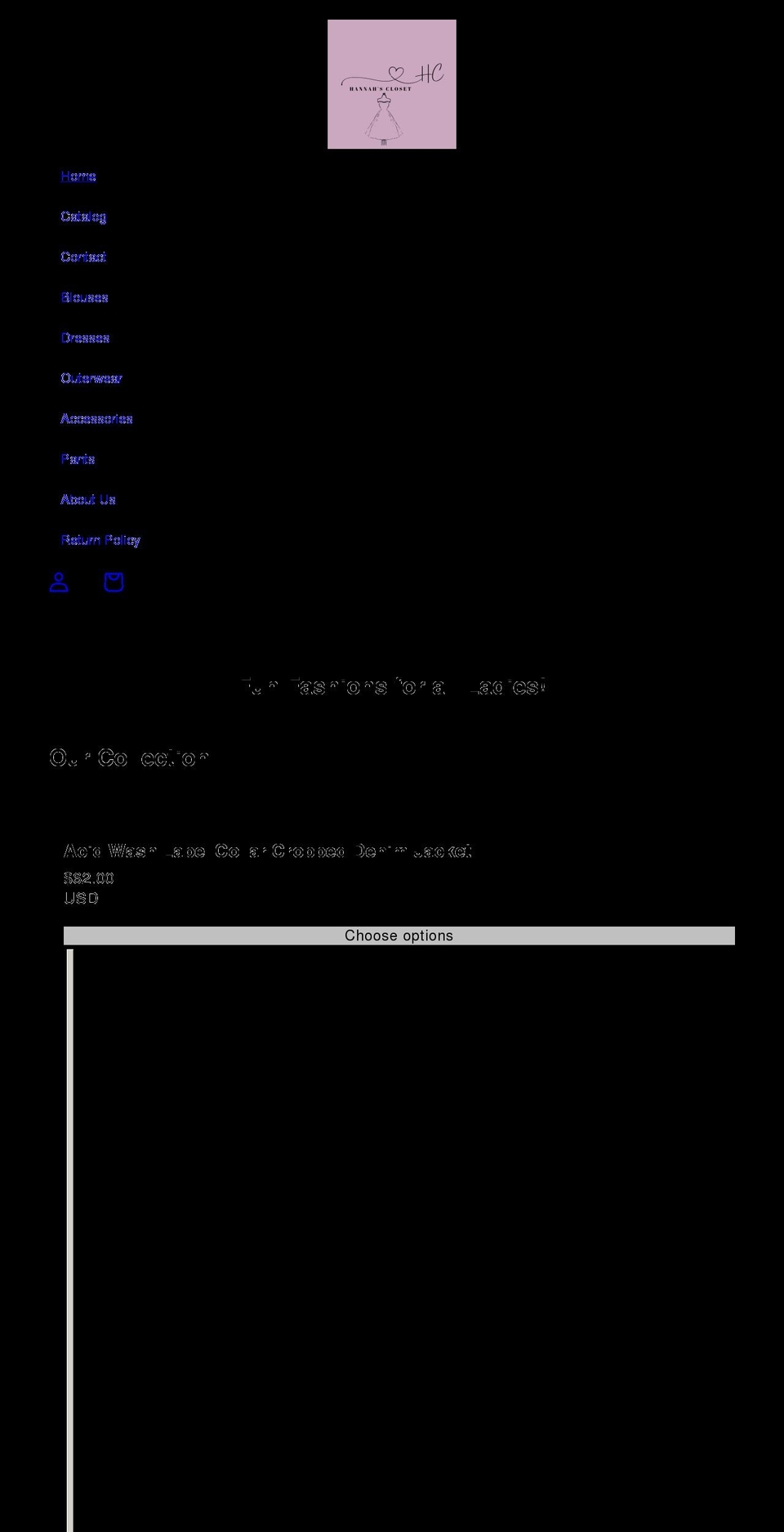 hannahscloset.net shopify website screenshot