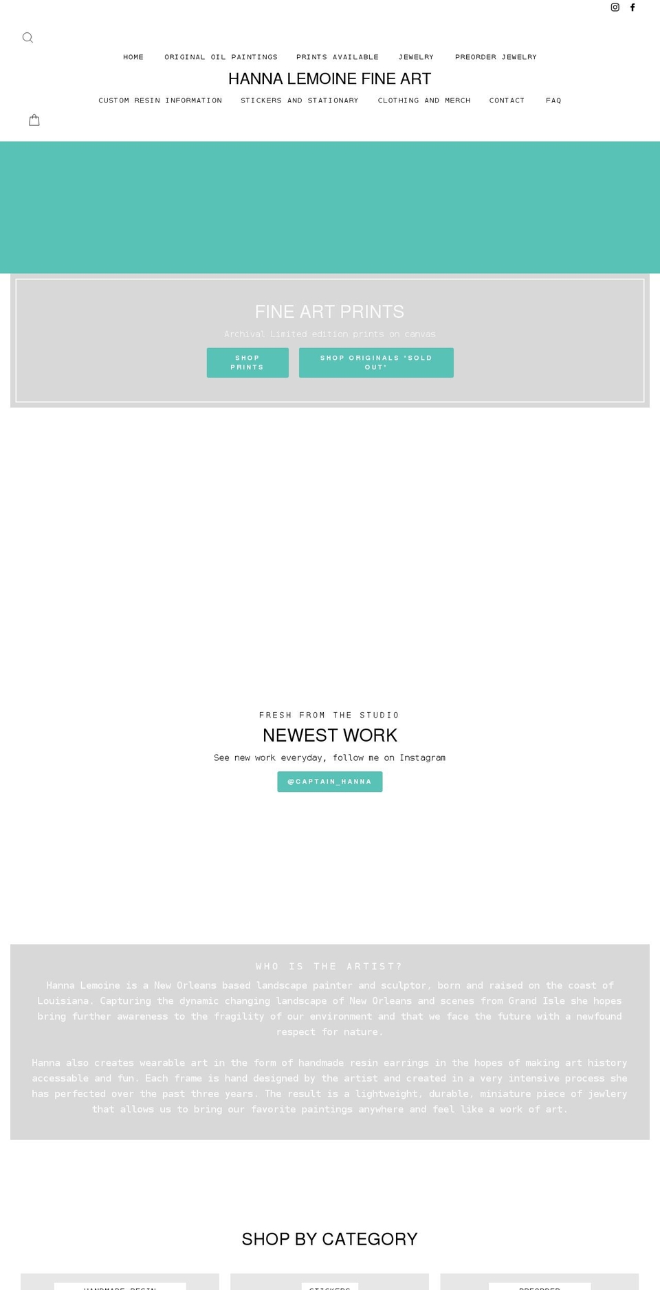 hannalemoine.com shopify website screenshot