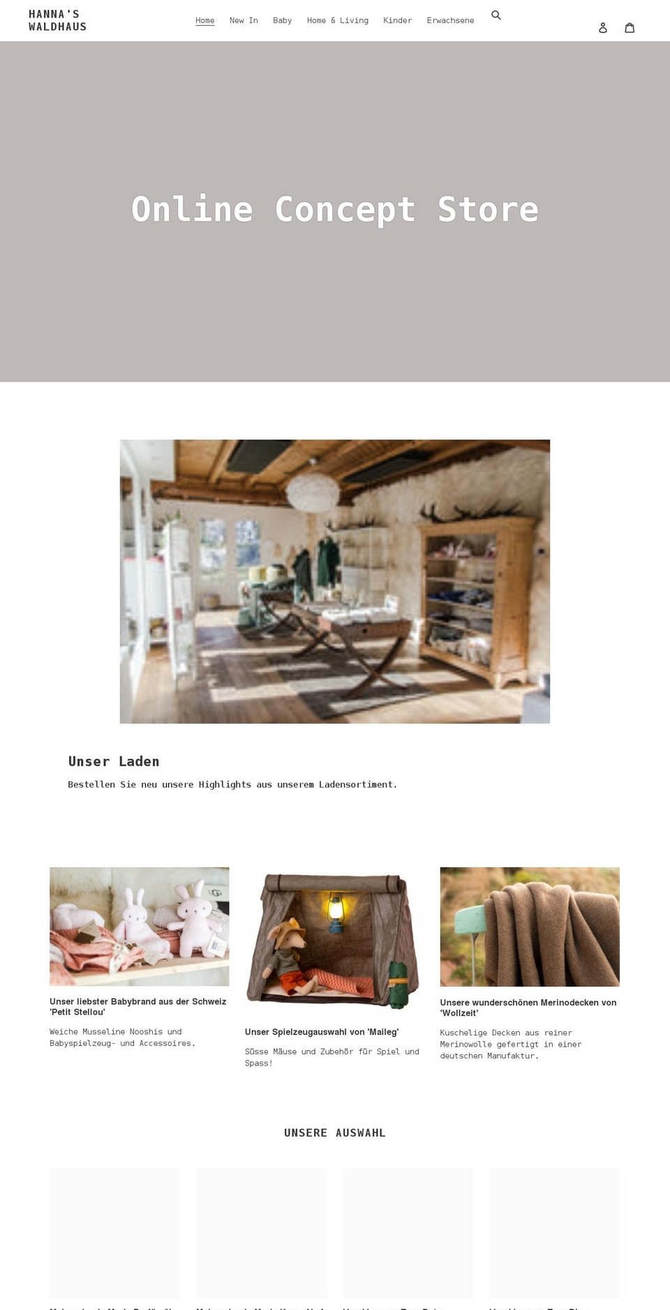 hannas-waldhaus.ch shopify website screenshot