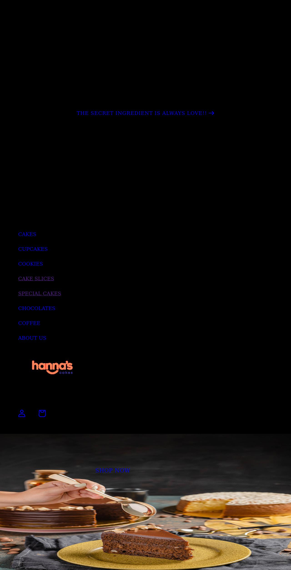 hannascakes.com shopify website screenshot