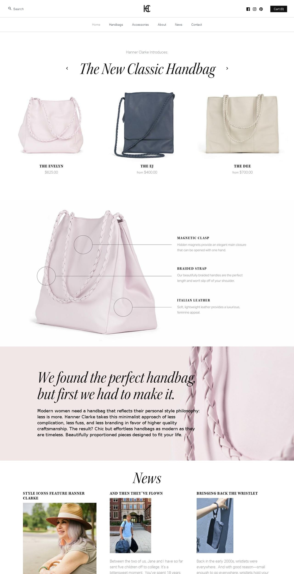 hannerclarke.com — Shopify storefront screenshot