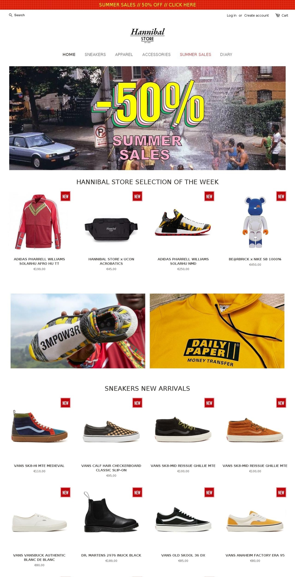 hannibalstore.it shopify website screenshot