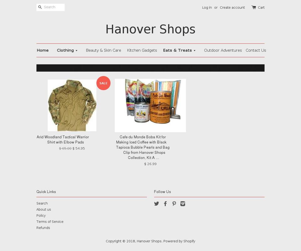 hanovershops.net shopify website screenshot