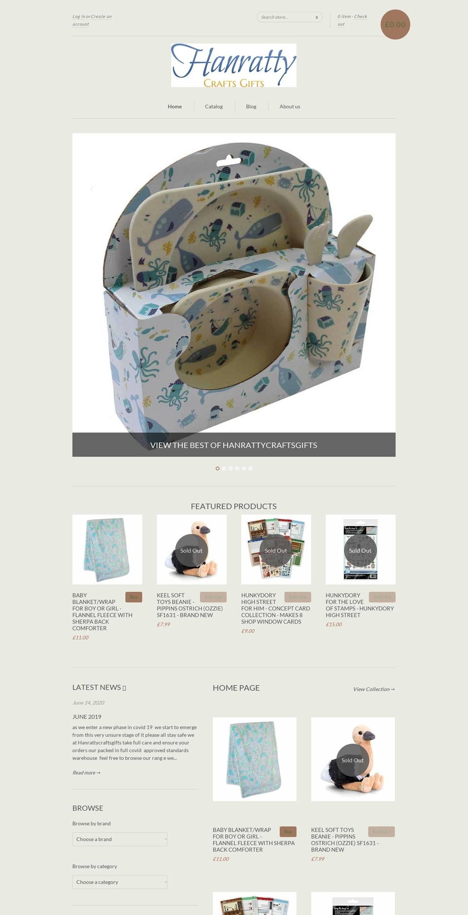 hanrattycrafts.uk shopify website screenshot