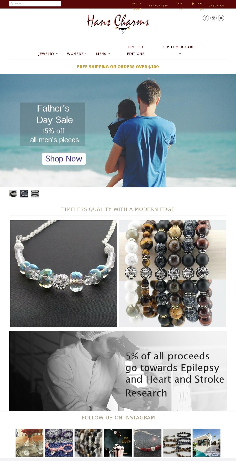hanscharms.com — Shopify storefront screenshot