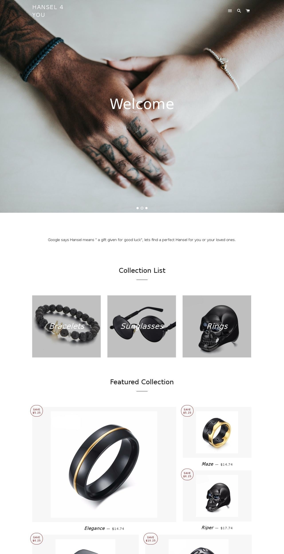 hanselforyou.com — Shopify storefront screenshot
