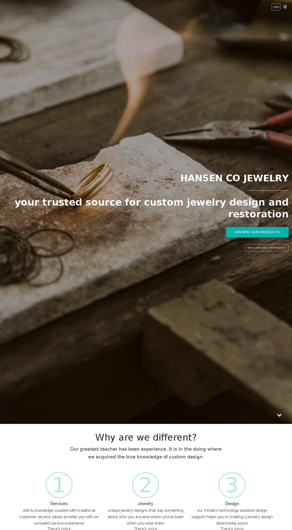 hansencojewelry.com — Shopify storefront screenshot
