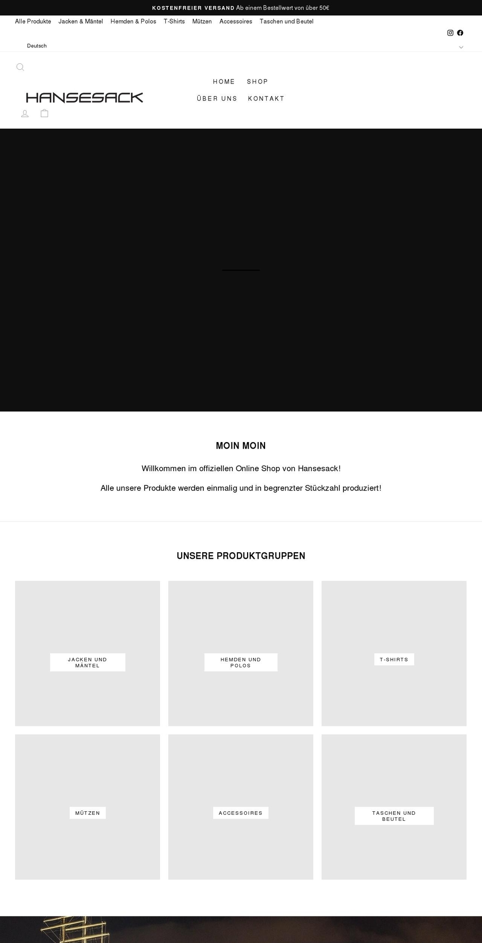 hansesack.de shopify website screenshot