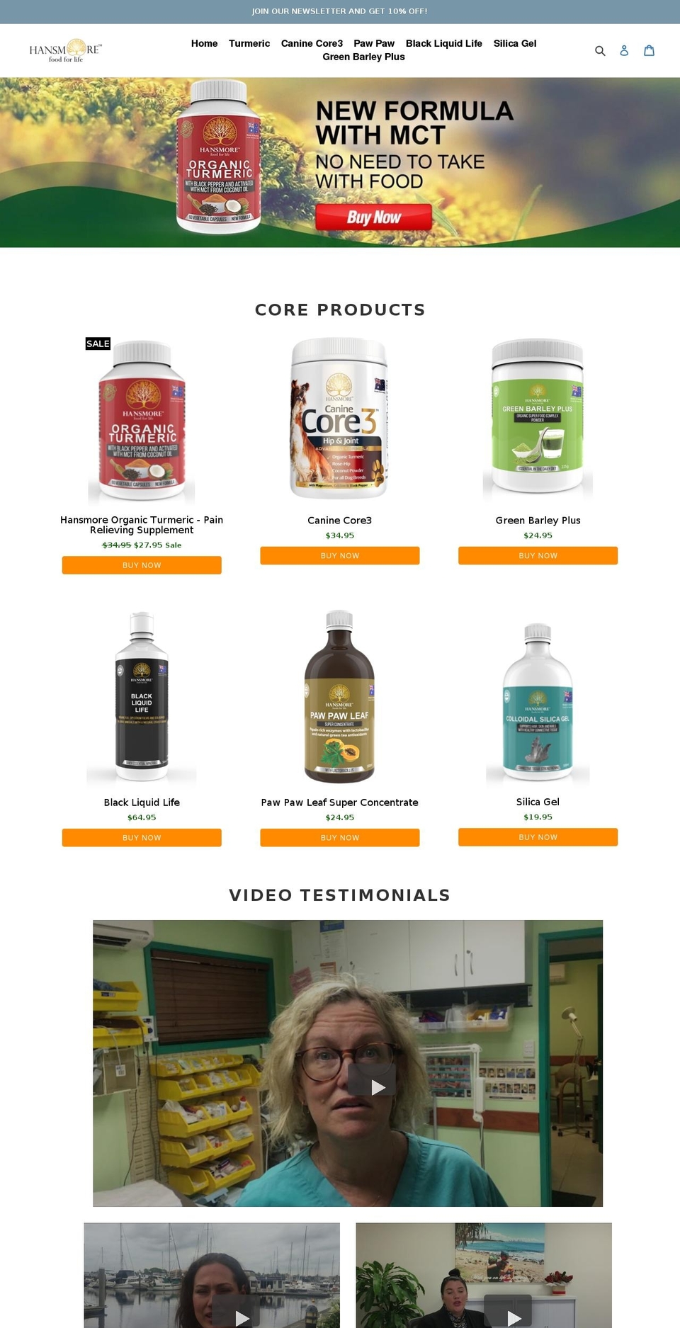 hansmore.com — Shopify storefront screenshot