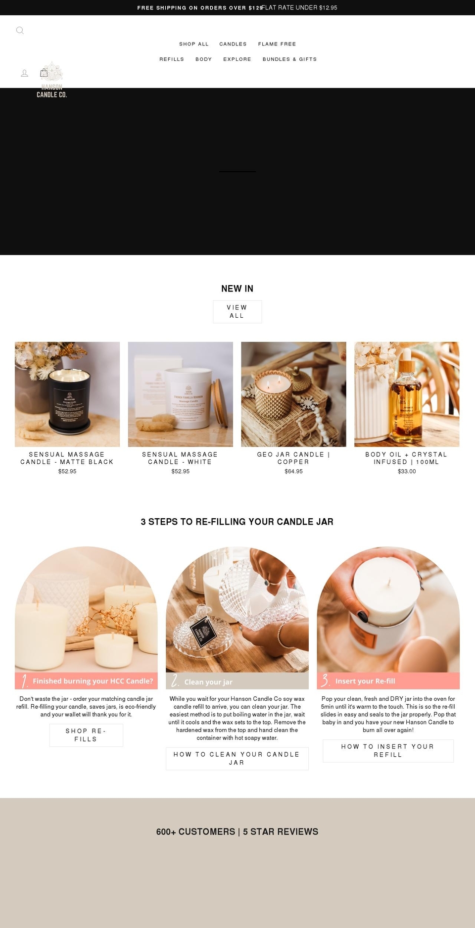 hansoncandle.com.au shopify website screenshot