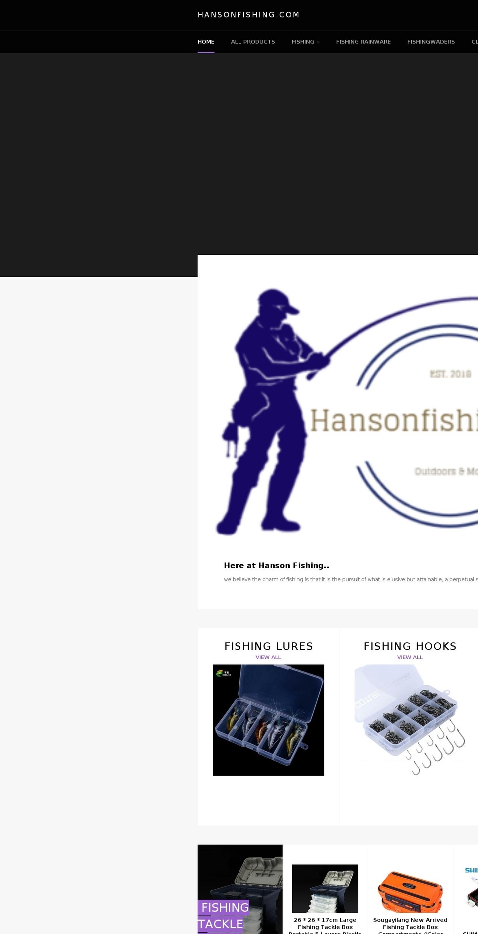 hansonfishing.com shopify website screenshot