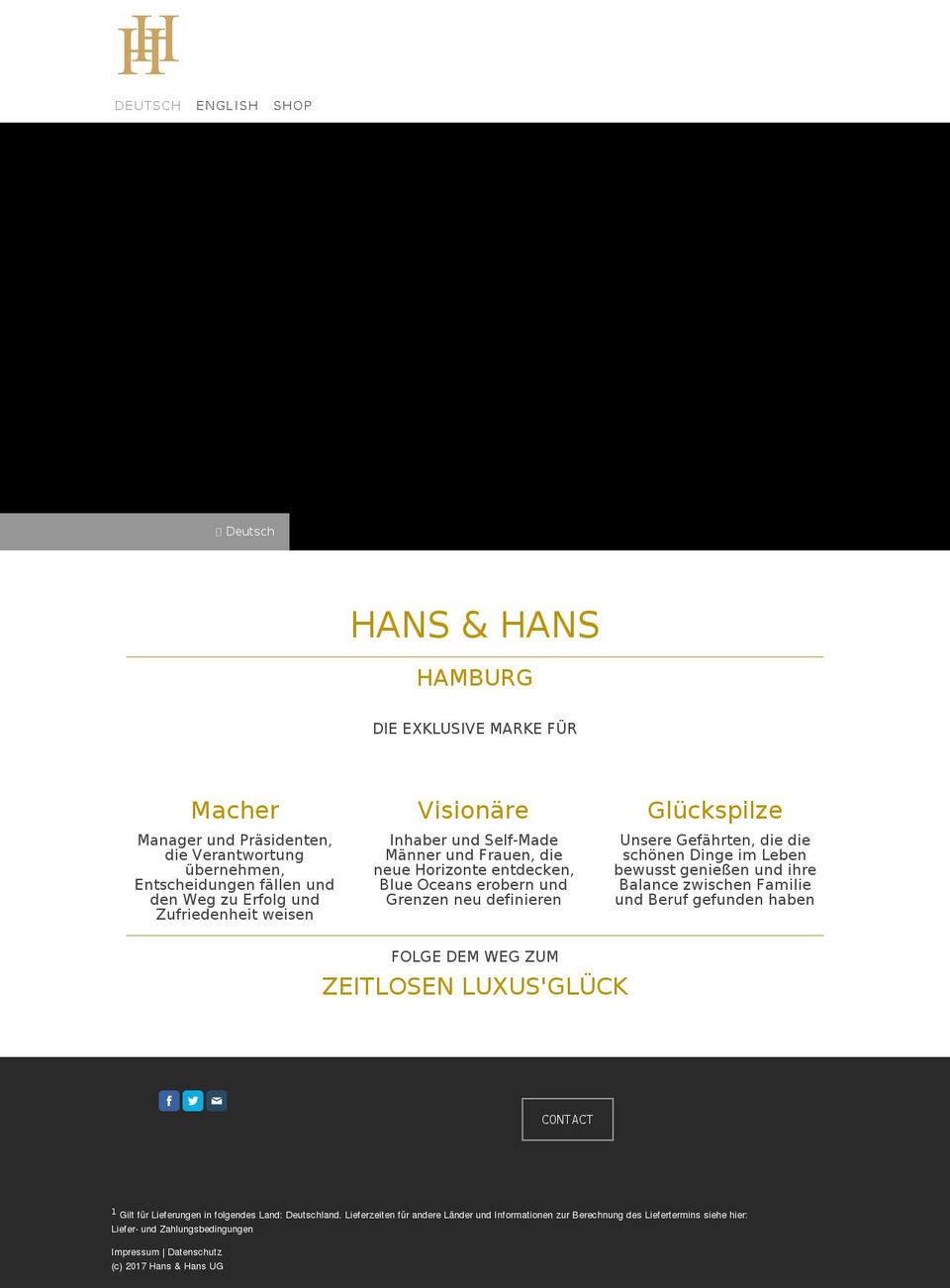 hansundhans.com shopify website screenshot