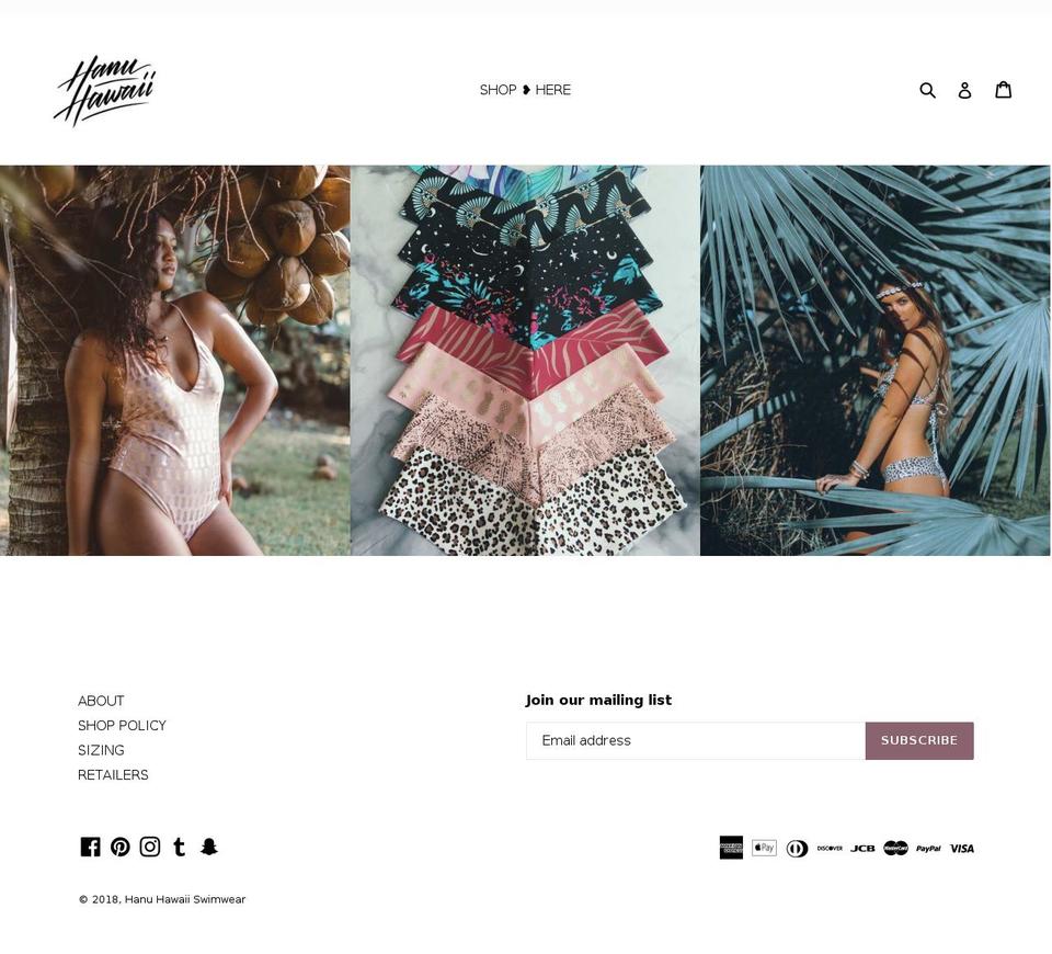 hanuhawaii.com shopify website screenshot