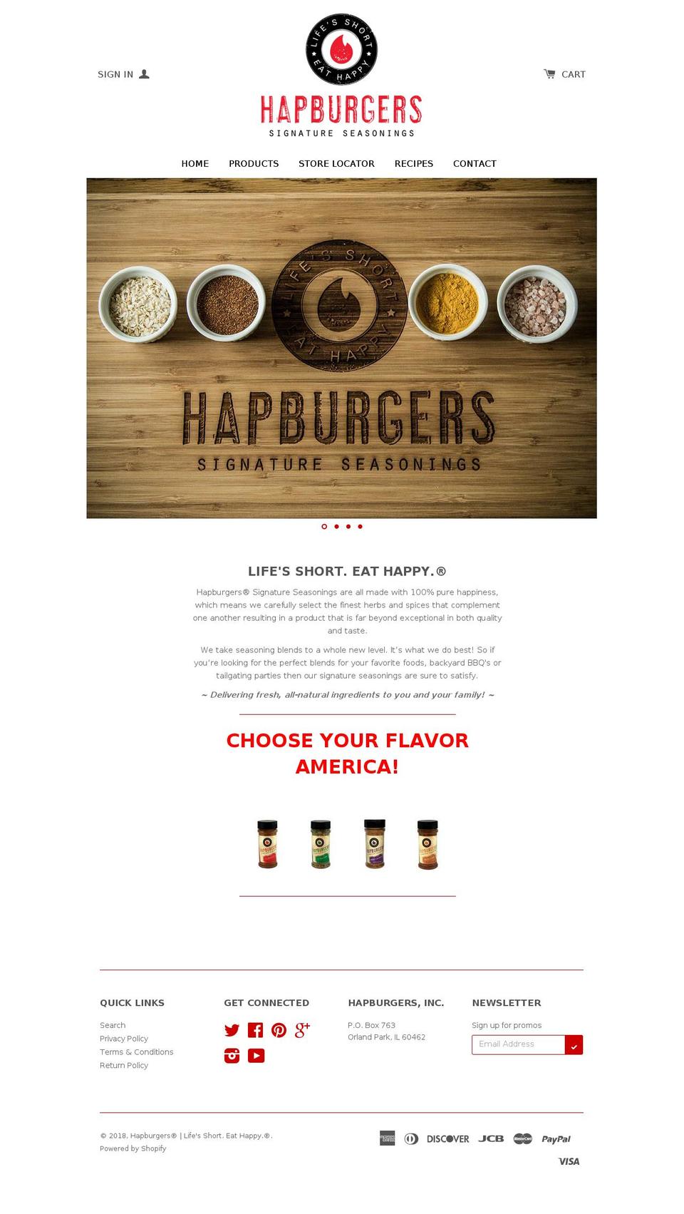 hapburgers.net shopify website screenshot