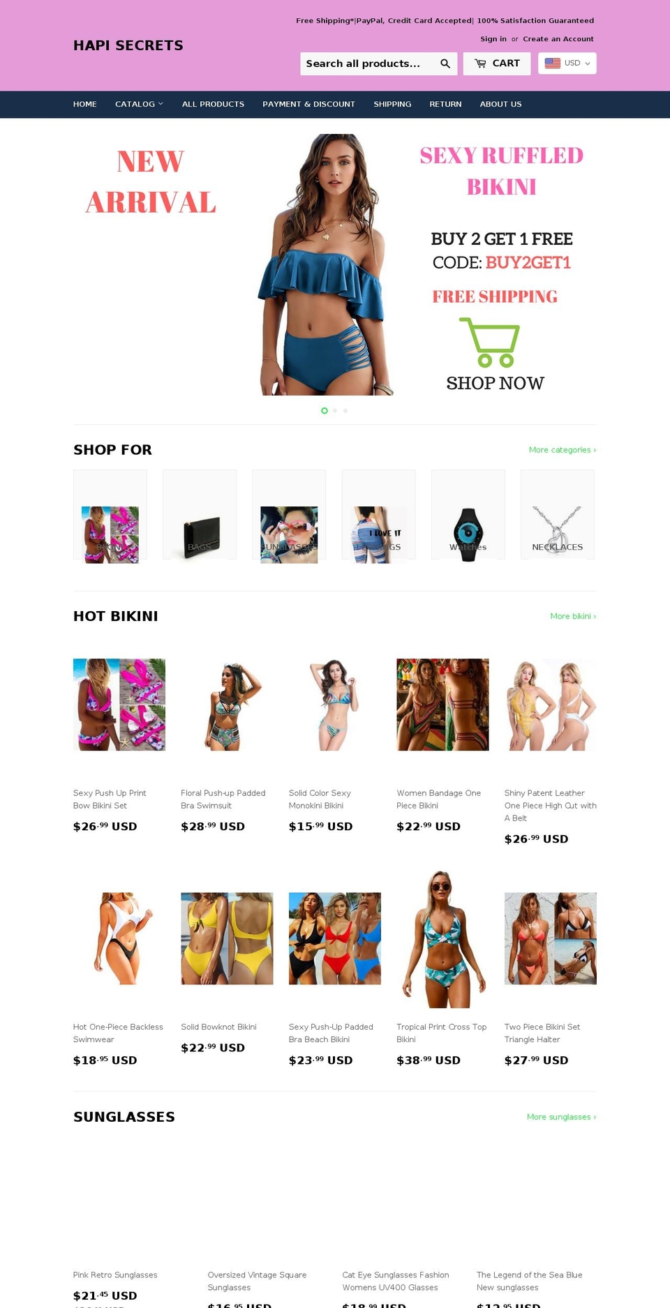 hapisecrets.com — Shopify storefront screenshot