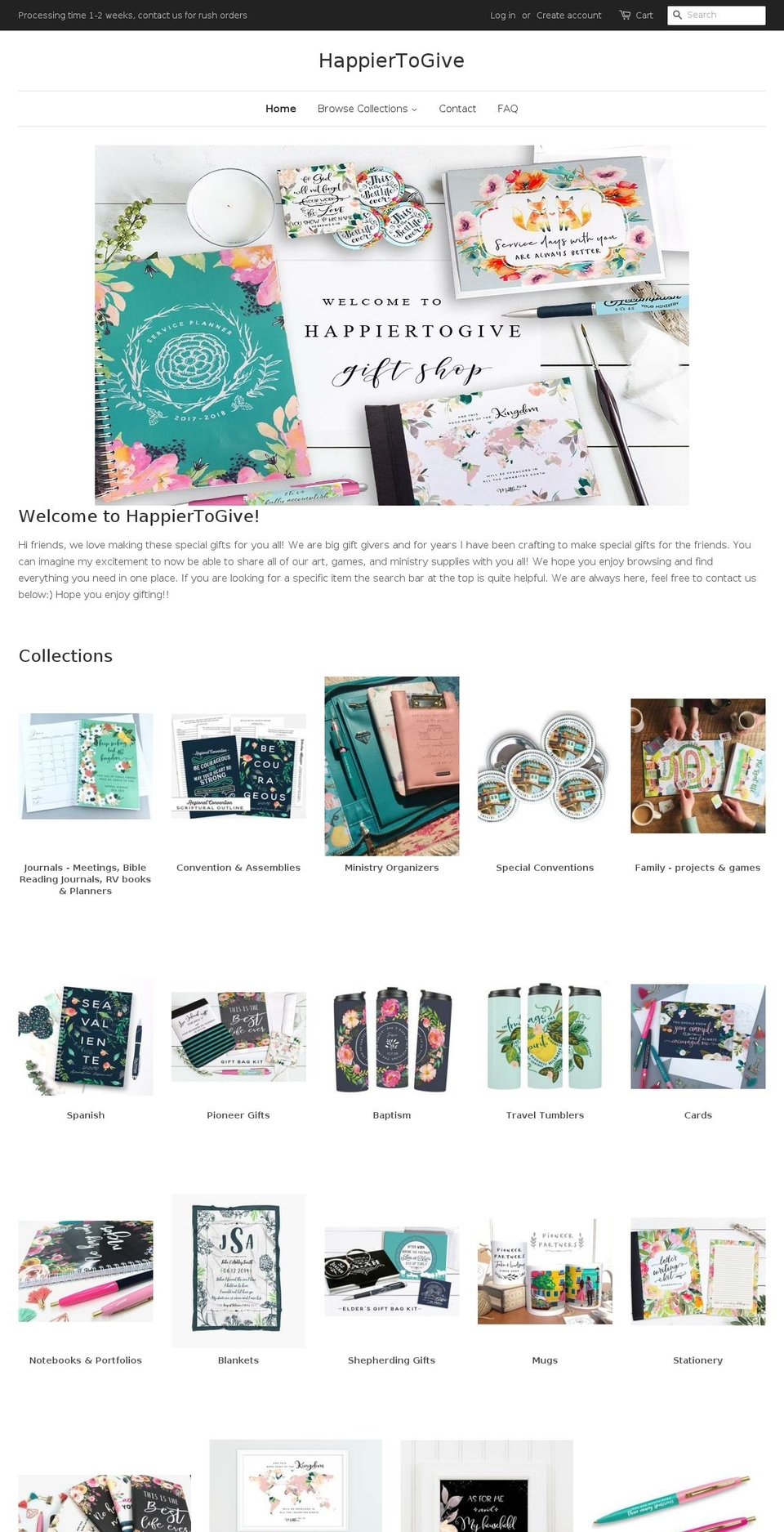 happiertogive.com — Shopify storefront screenshot