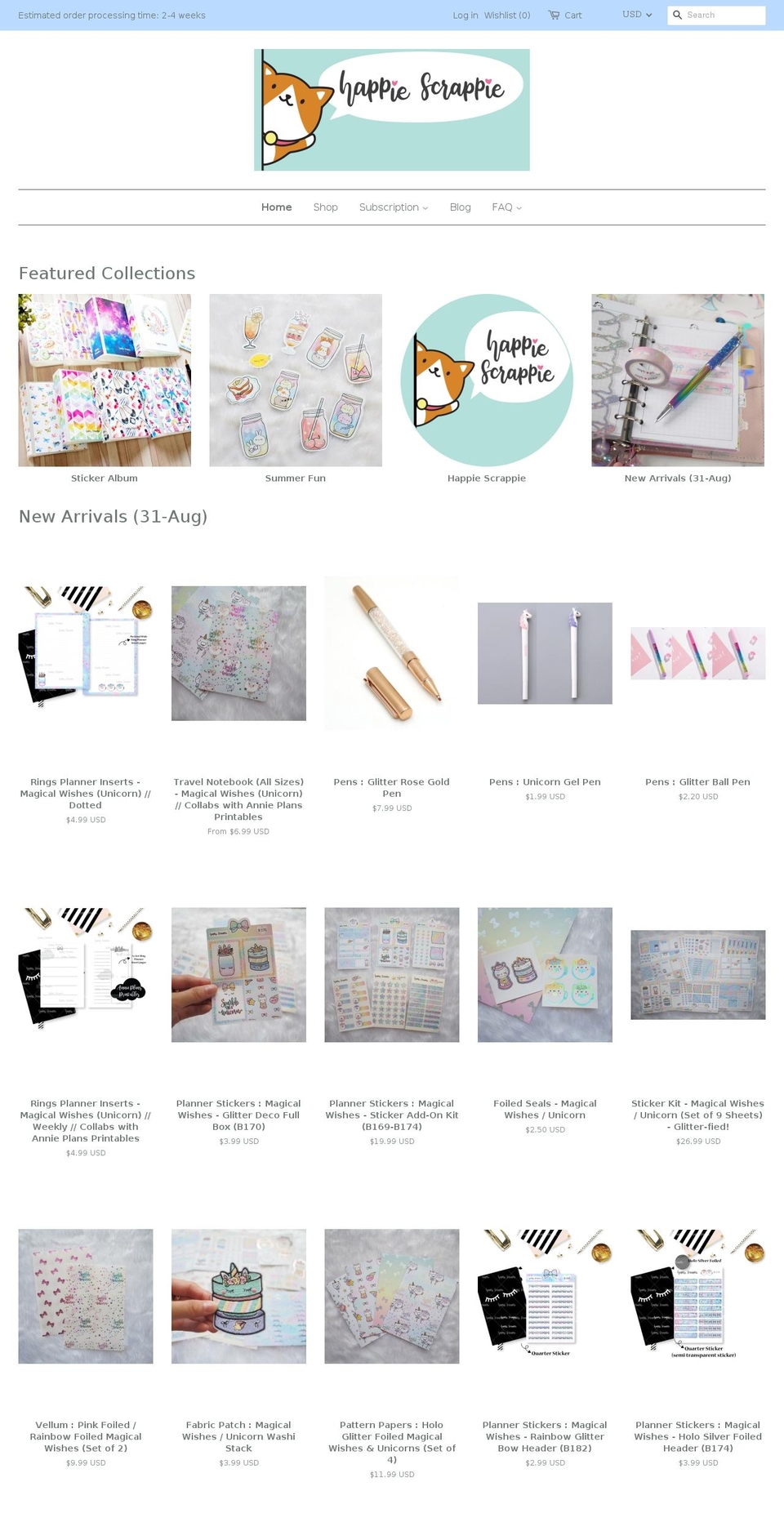happiescrappie.myshopify.com — Shopify storefront screenshot