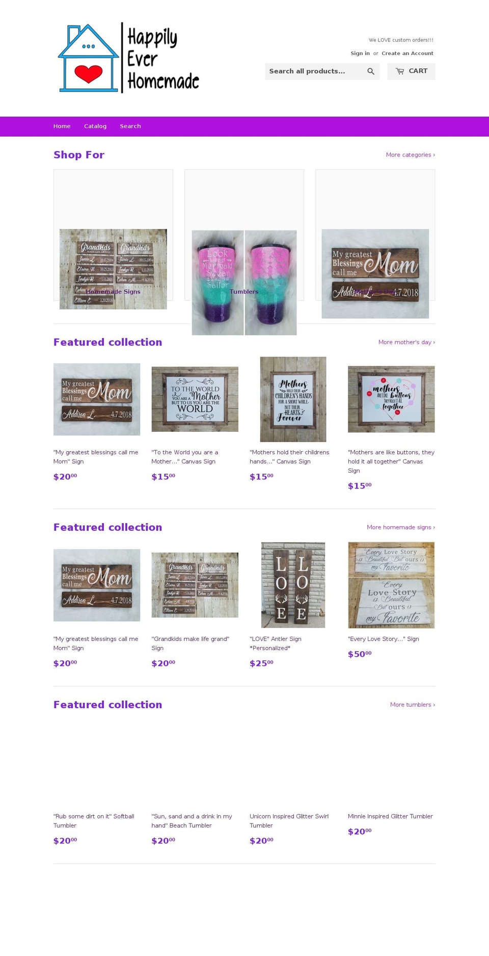 happilyeverhomemade.com — Shopify storefront screenshot