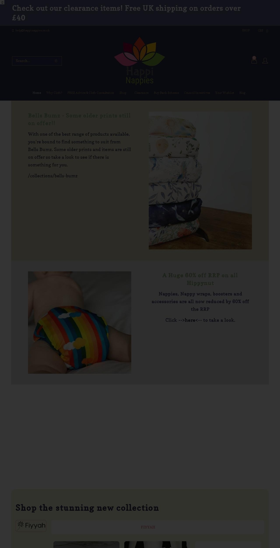 Baby theme Shopify theme site example happinappies.co.uk