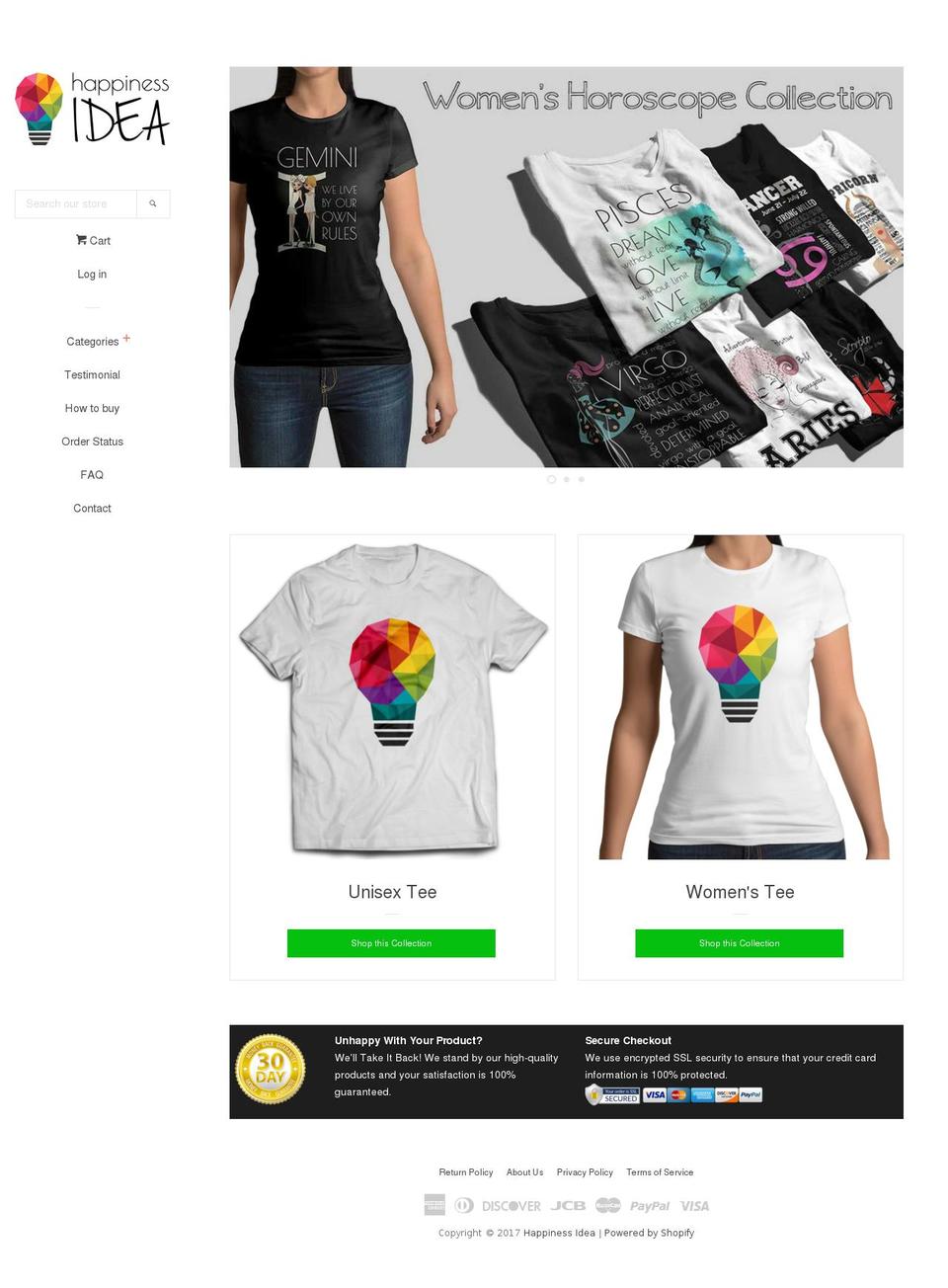 happinessidea.com shopify website screenshot