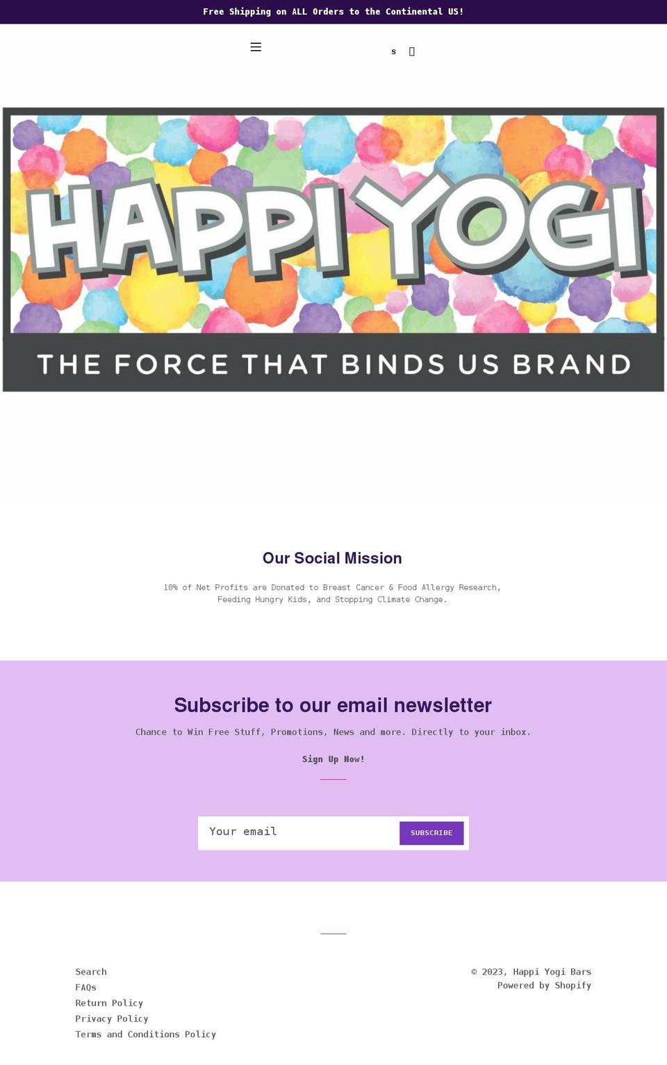 happiyogibars.com shopify website screenshot