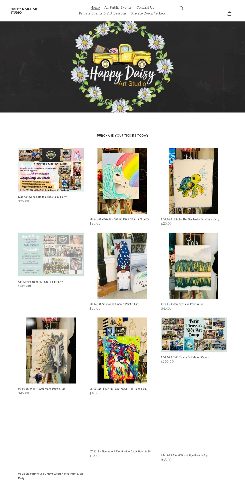 happy-daisy-art-studio.myshopify.com shopify website screenshot