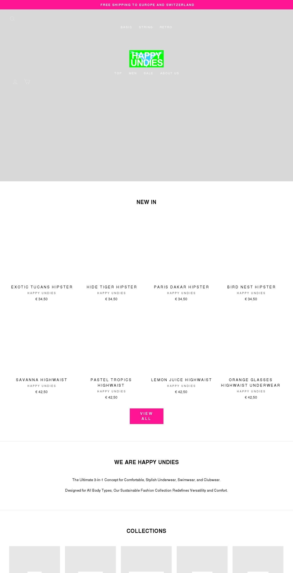 happy-undies.com shopify website screenshot