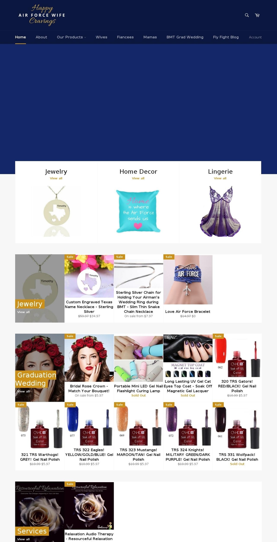 happyairforcewifecravings.com — Shopify storefront screenshot