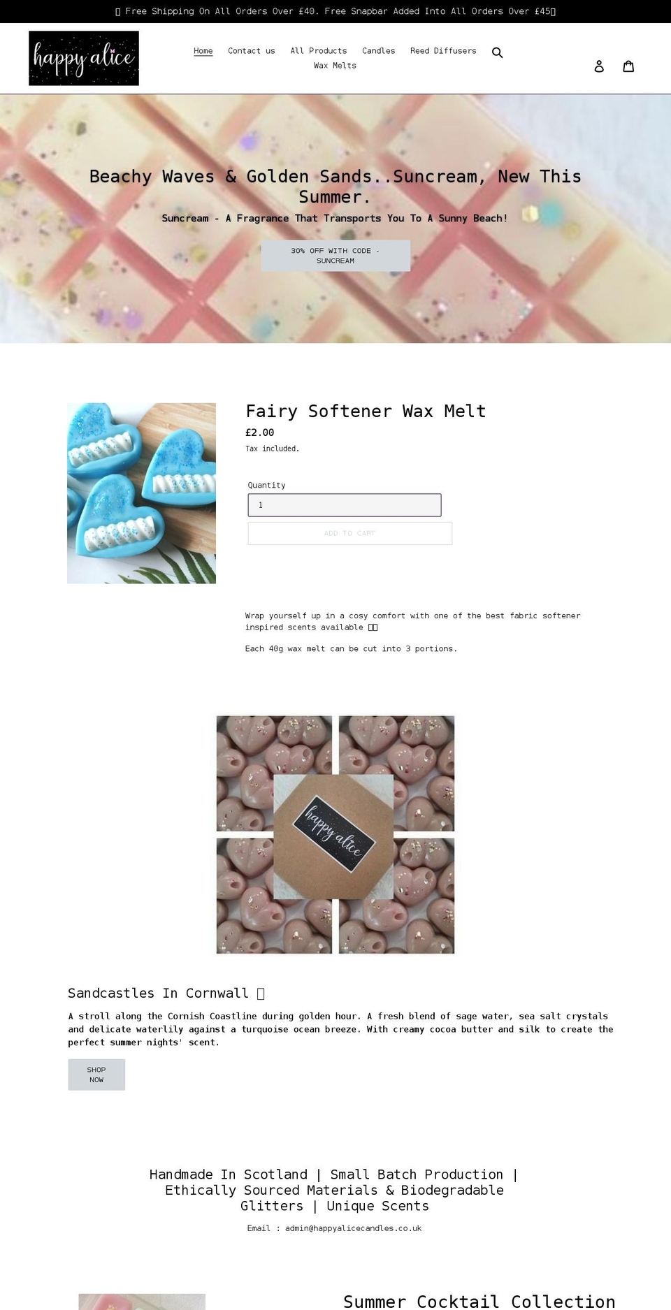 happyalicecandles.co.uk shopify website screenshot