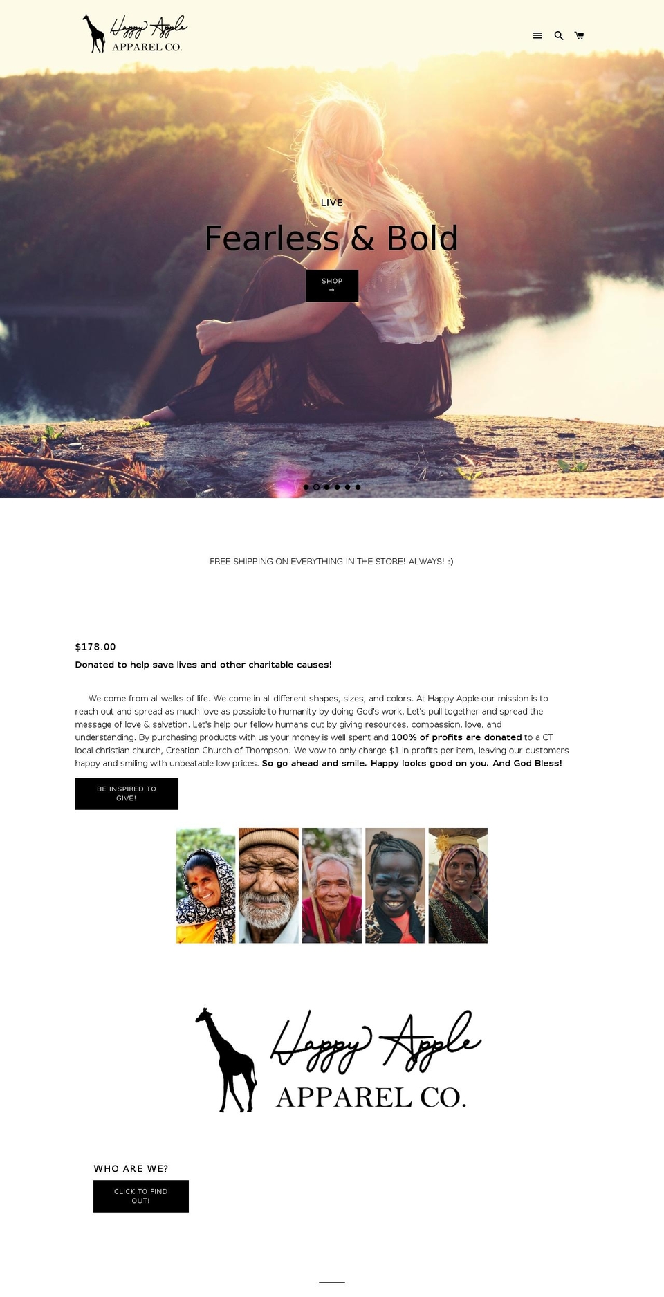 happyappleapparelco.com — Shopify storefront screenshot