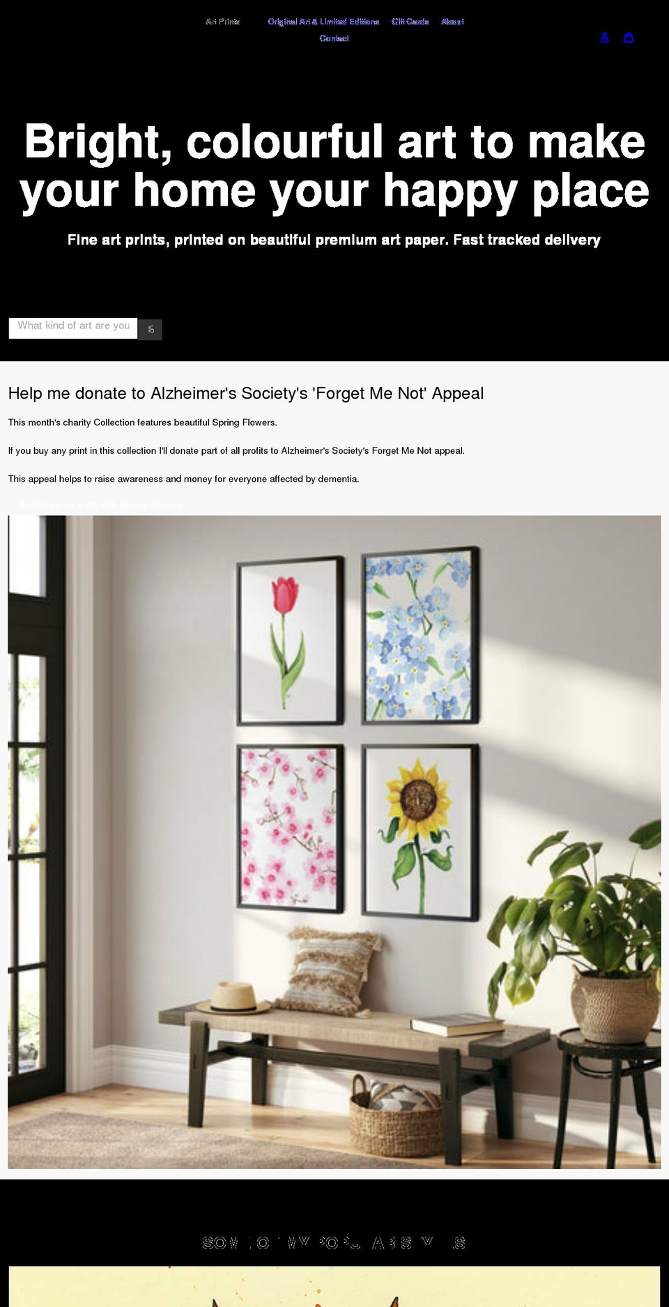 happyartprints.com shopify website screenshot
