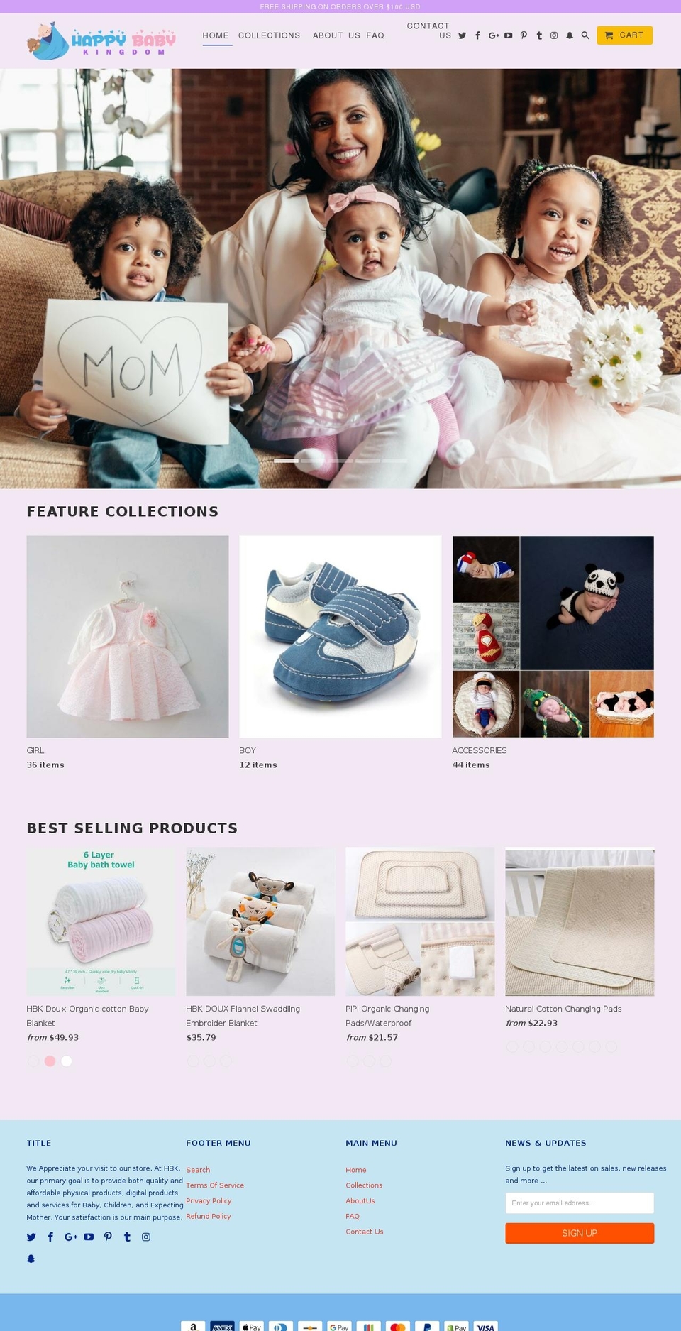 Kiddies Shopify theme site example happybabykingdom.com