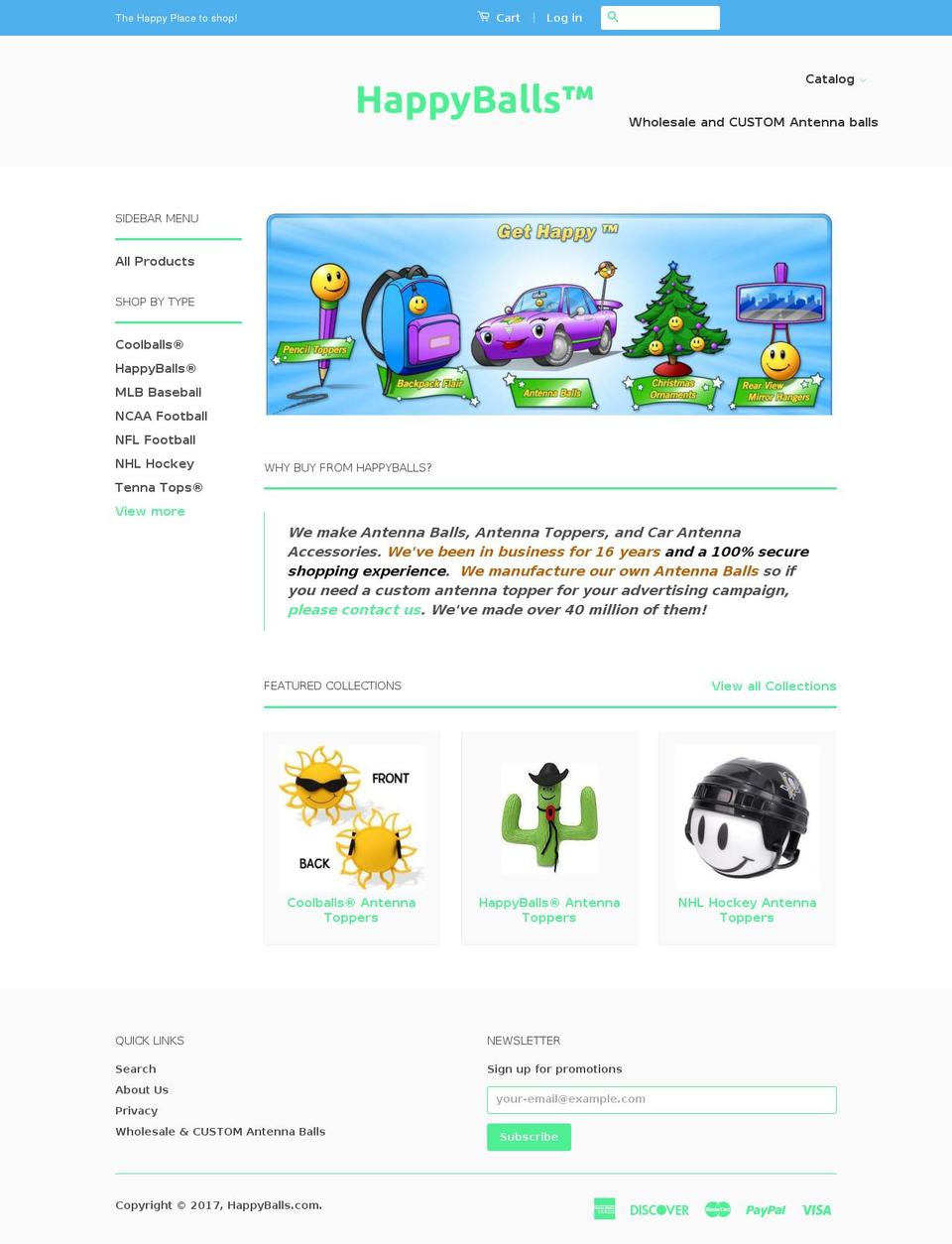happyballs.com shopify website screenshot
