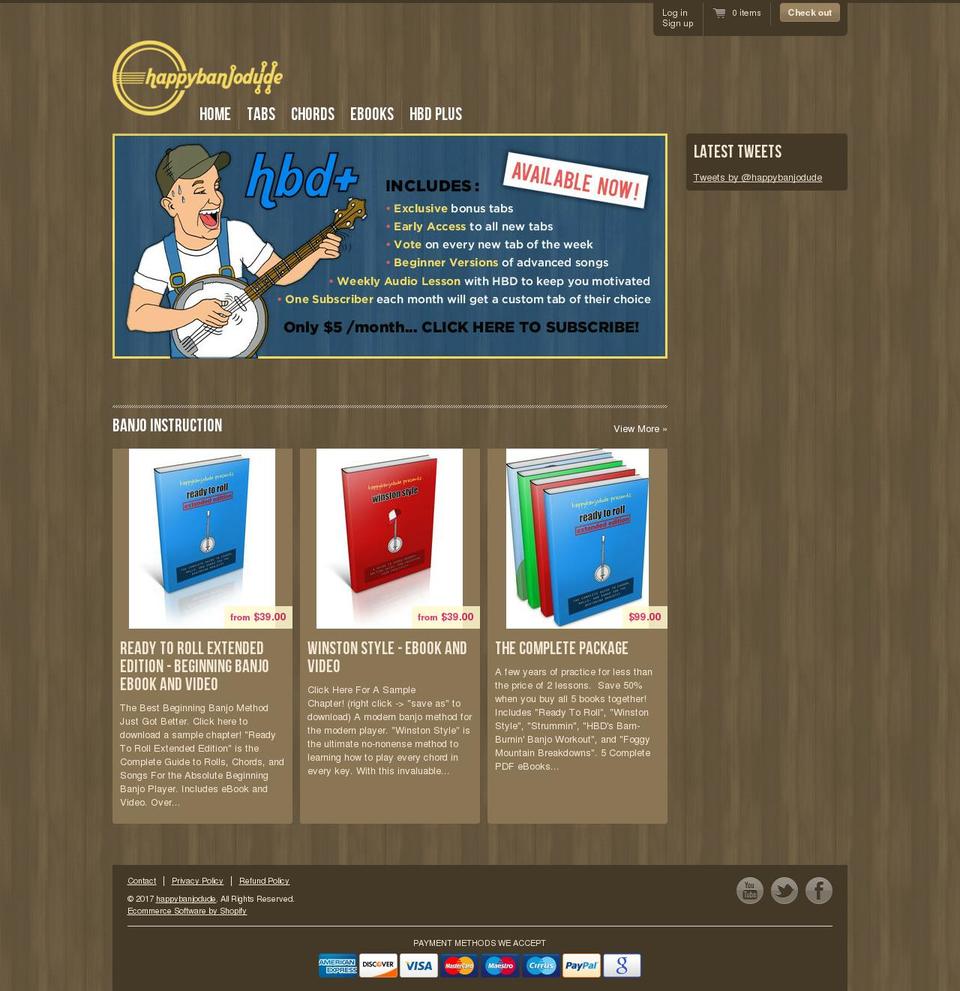 happybanjodude.com shopify website screenshot