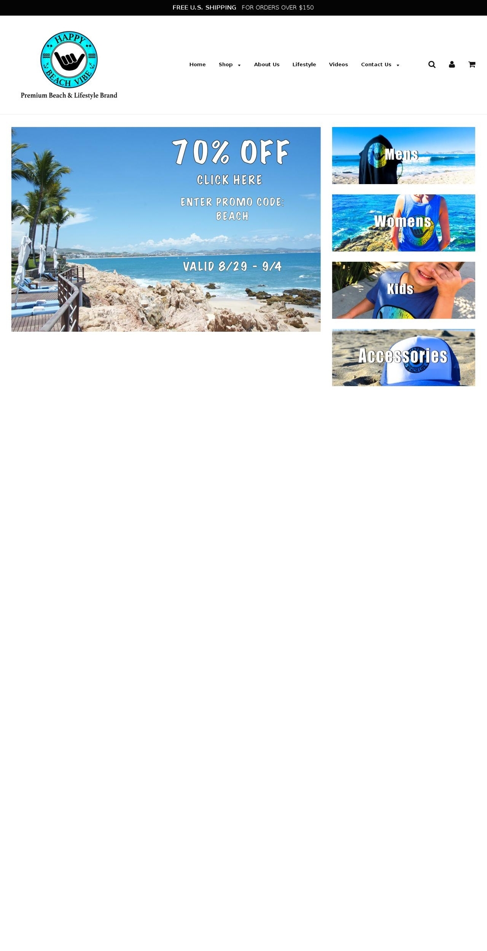 happybeachvibe.com — Shopify storefront screenshot