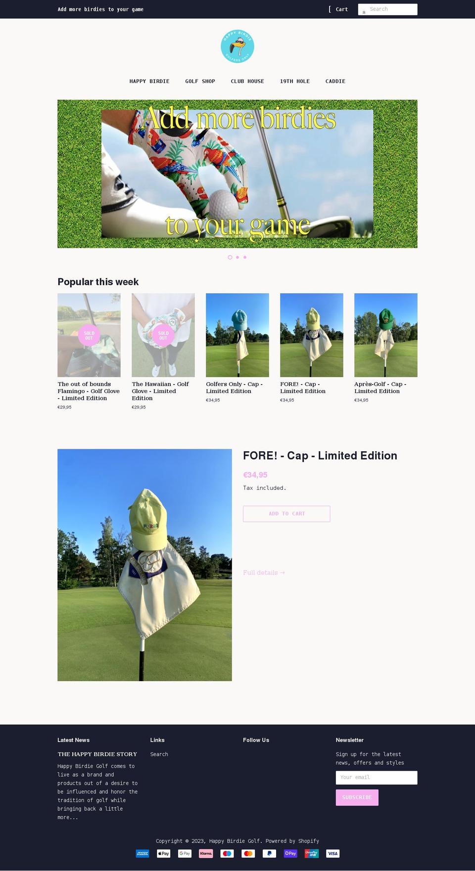 happybirdiegolf.com shopify website screenshot