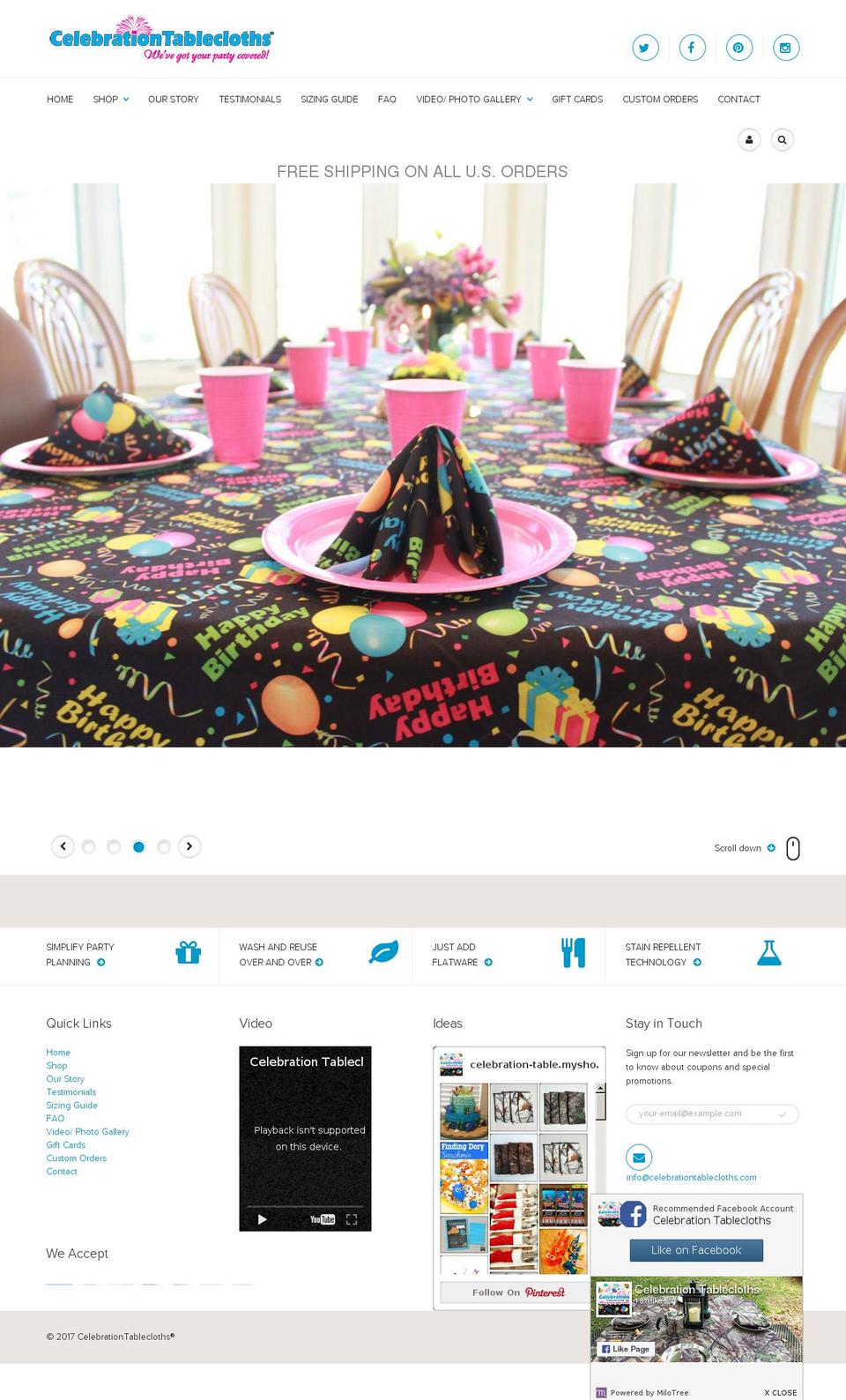 happybirthdaytablecloths.com shopify website screenshot