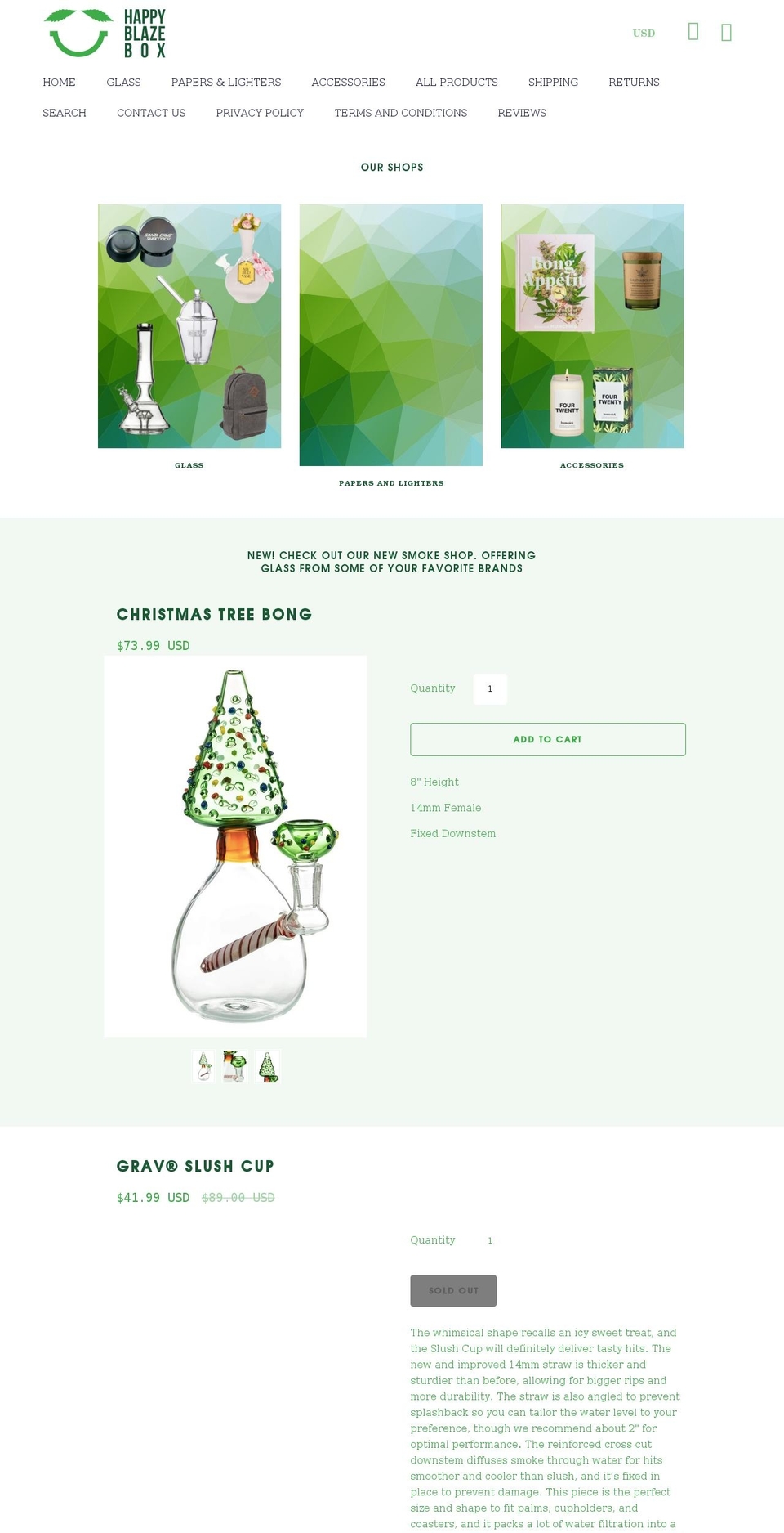 happyblazebox.com shopify website screenshot