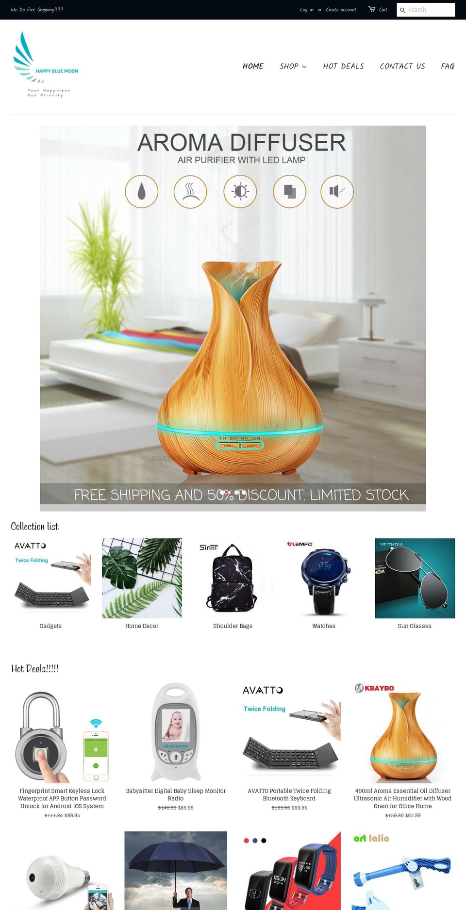 happybluemoon.com — Shopify storefront screenshot